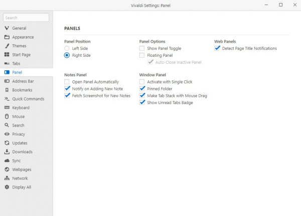 Cómo cambiar la posición del panel en el navegador Vivaldi en Windows 10