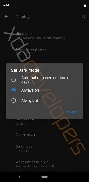 Modo noche oscura de Android Q
