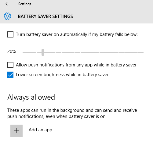 Cómo configurar y usar el ahorro de batería en Windows 10 3