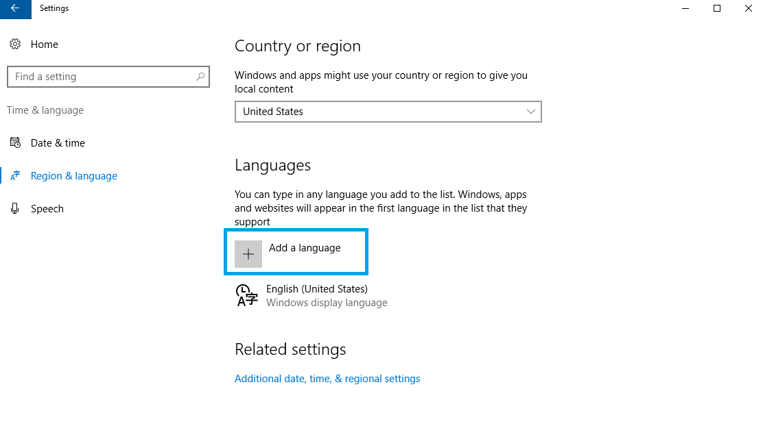 cómo agregar otro idioma en Windows 10