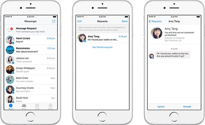 Facebook está lanzando solicitudes de mensajes para Messenger